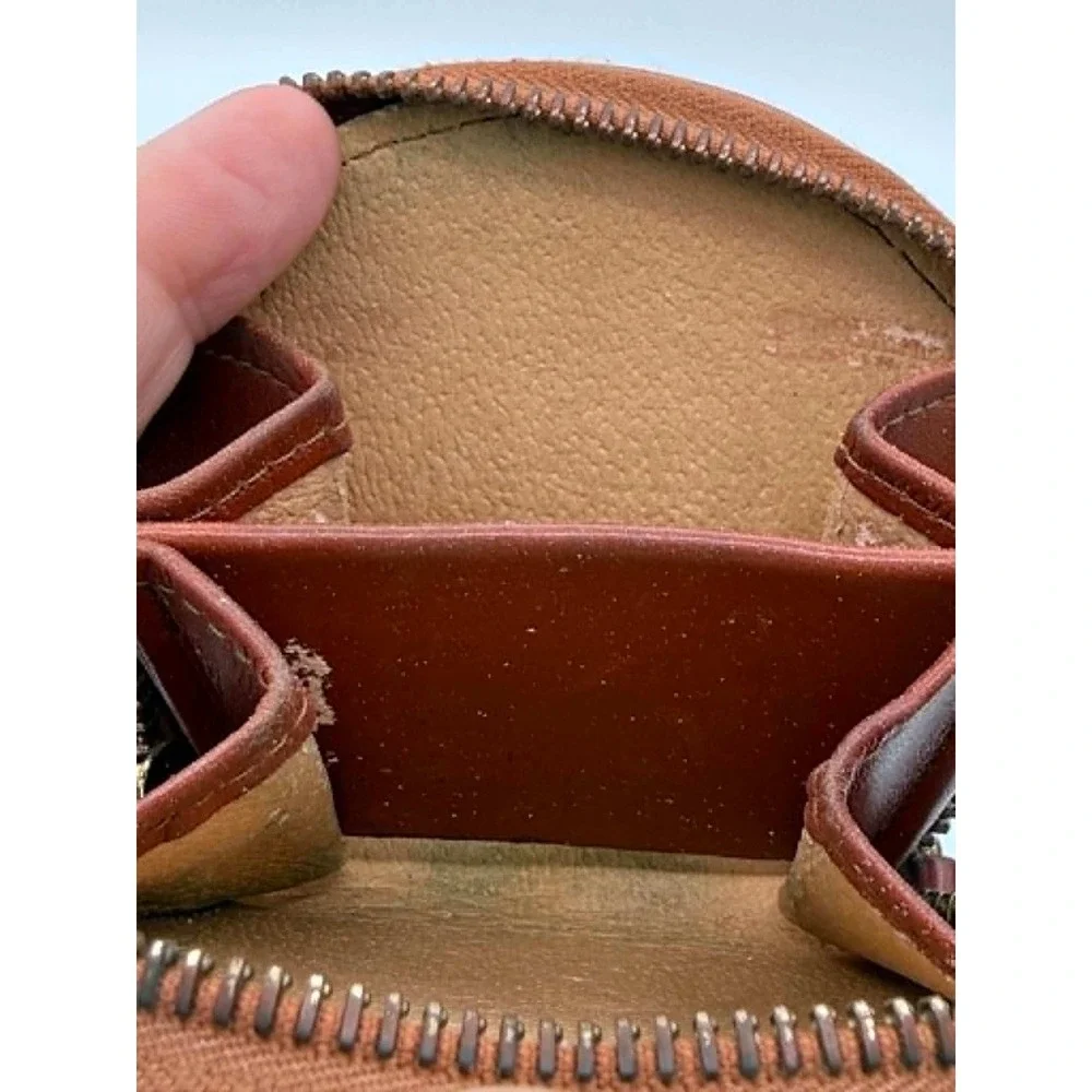 Dooney & Bourke Vintage All Weather Leather Round Coin Purse Green British Tan